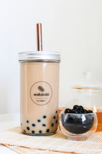 Bubble Tea Cup with Rose Gold Straw