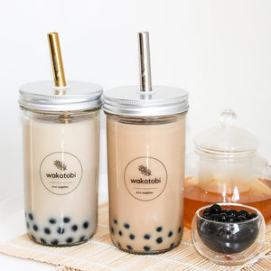 Bubble Tea/ Smoothie Cup with Silver/Gold Straw
