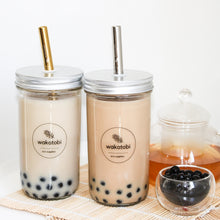 Load image into Gallery viewer, Bubble Tea/ Smoothie Cup with Silver/Gold Straw