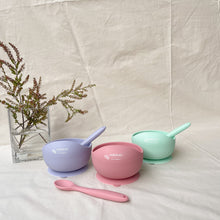 Load image into Gallery viewer, Dreamy Colours Silicone Baby Bowl + Spoon Set
