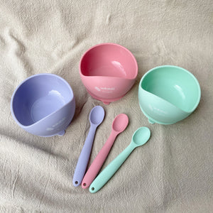 Dreamy Colours Silicone Baby Bowl + Spoon Set